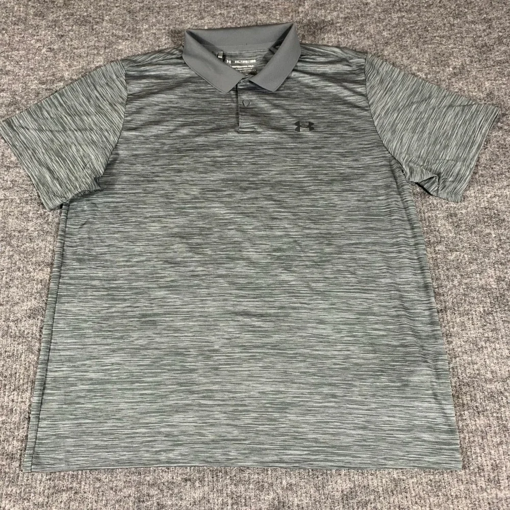 Under Armour Shirt Mens 2XL XXL Grey The Performance Polo Short Sleeve‎ Loose